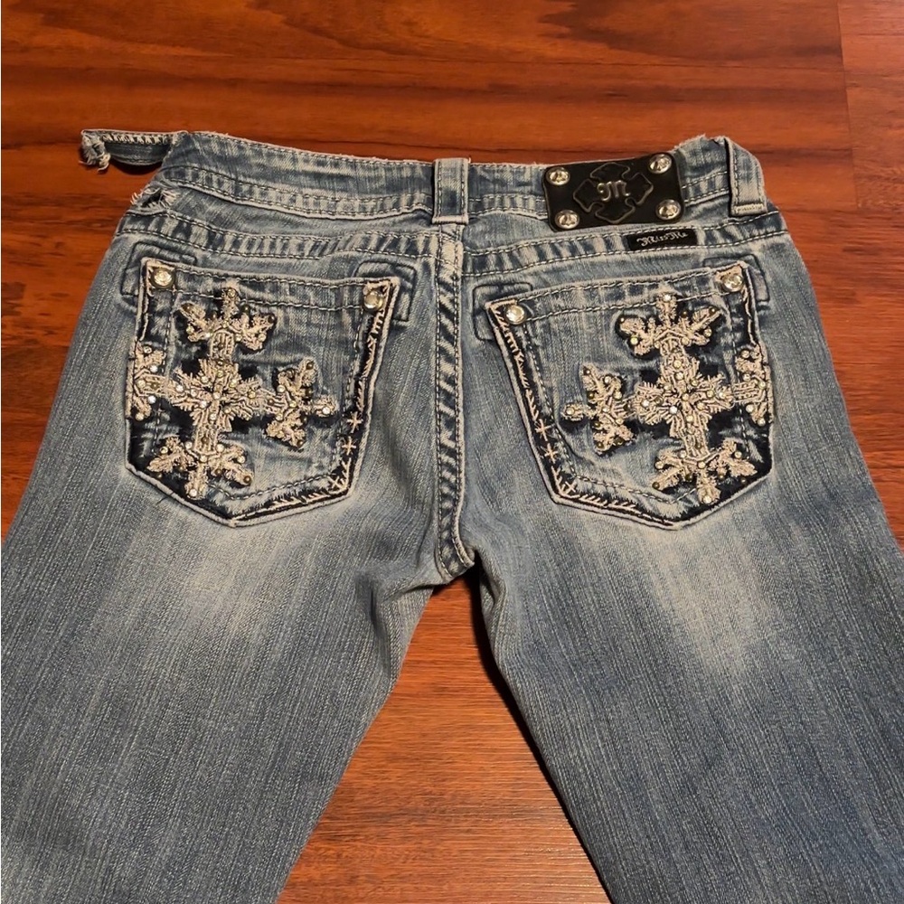Miss Me Light Blue Denim Jeans - Embroidered Waistband